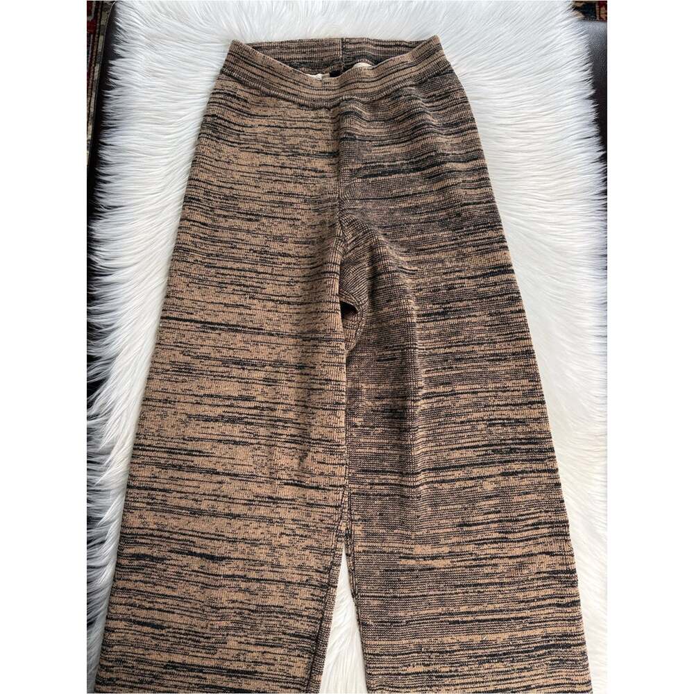 Mara Hoffman Black and Brown Wool Knit Wide Leg Sweater Pants - Picture 3 of 6